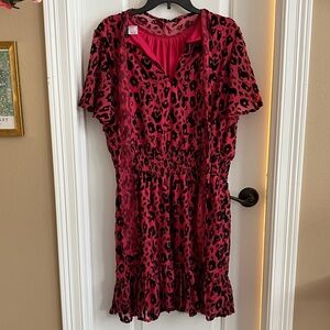 VENUS Vibrant Pink and Black Animal Print Mini Dress